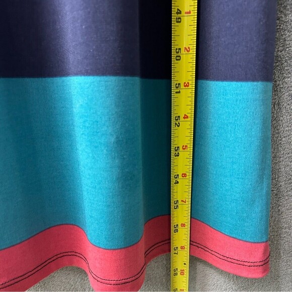 Green Envelope Women’s Medium Color Block Stripes Maxi Dress Racer Back Beach - Picture 9 of 10